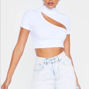 White cut out turtleneck